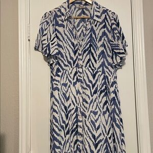 Blue and White Patterned Women's Dress